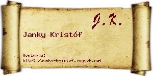 Janky Kristóf névjegykártya